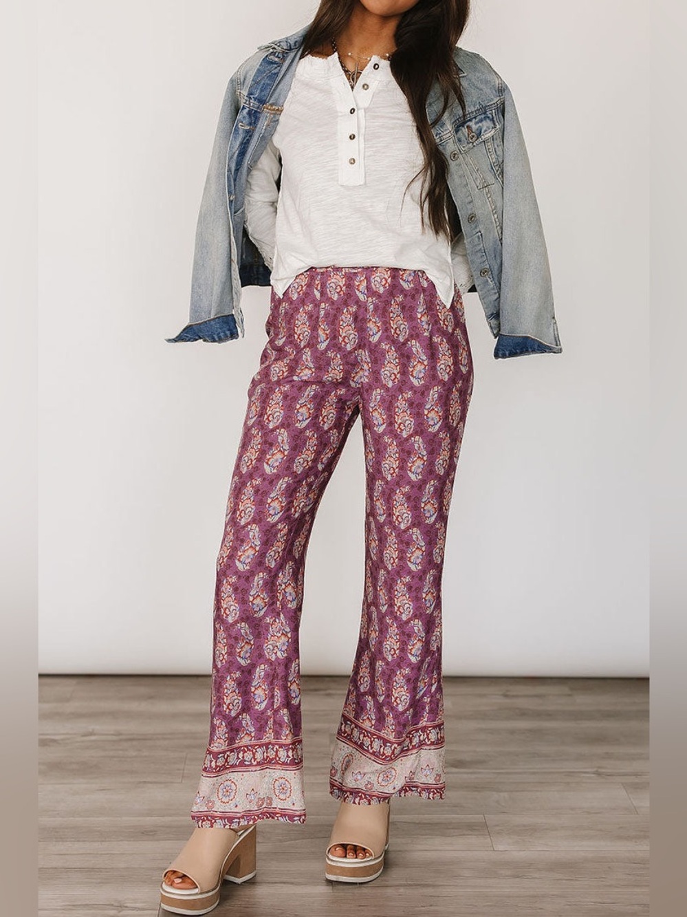 Easel High Waist Paisley Boho Pants NWT